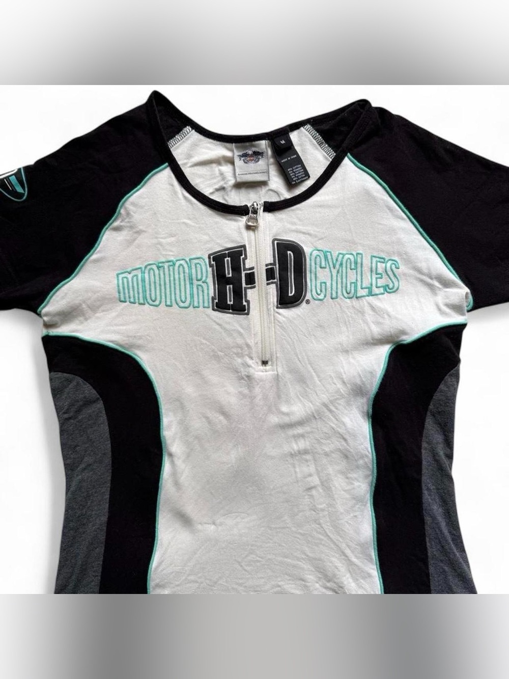 Vintage Harley Davidson Quarter Zip Motor-Cycles Top Size M
